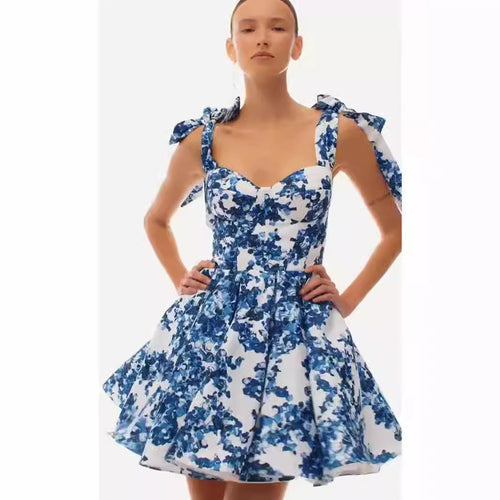 Damen Verspieltes Minikleid mit floralem Design und raffinierten Trägern R&B