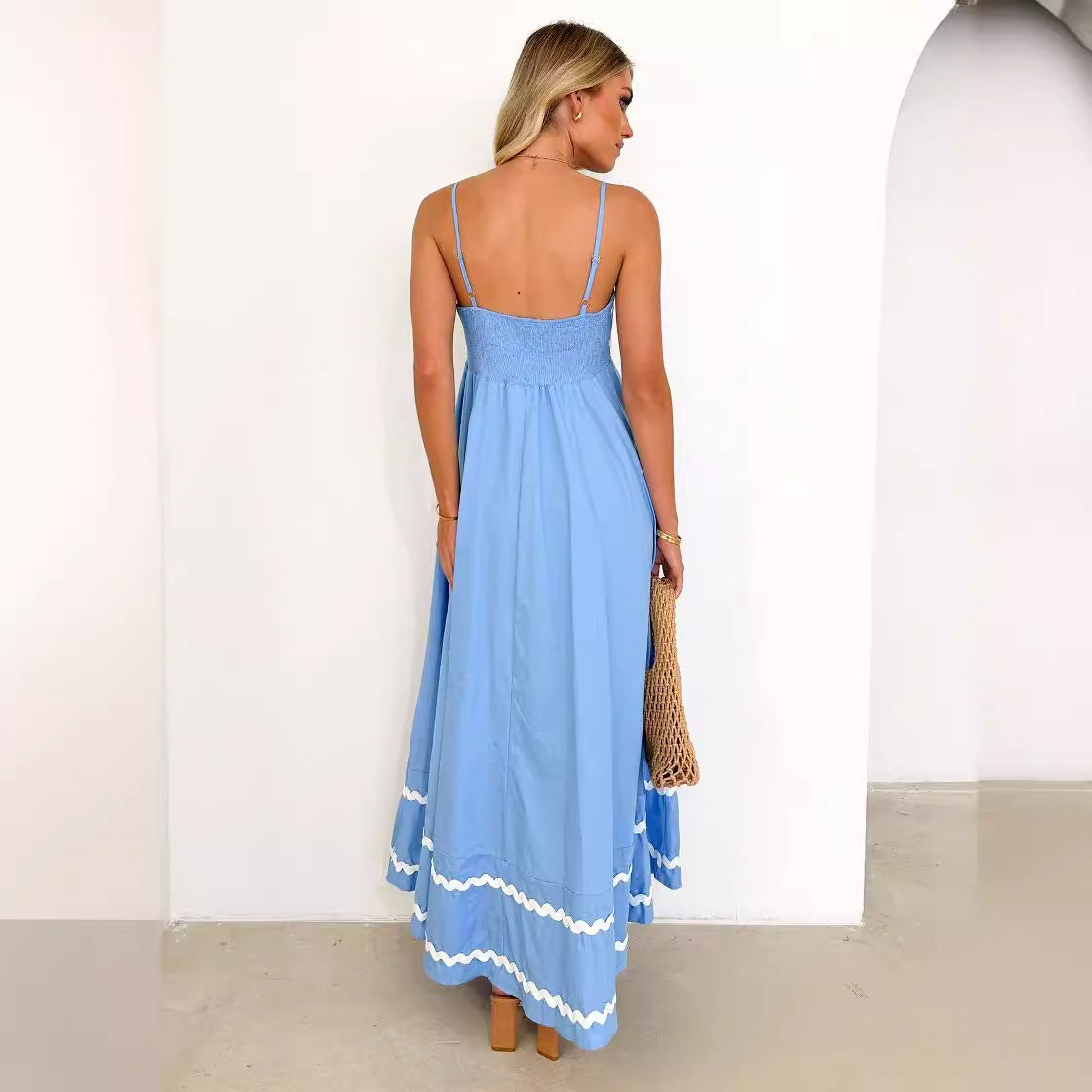 Damen Maxikleid mit eleganten Rüschendetails R&B