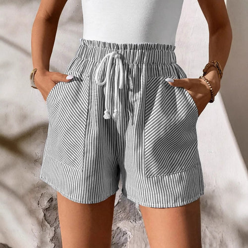 Damen gestreifte Freizeithose mit elastischem Bund und praktischen Taschen R&B