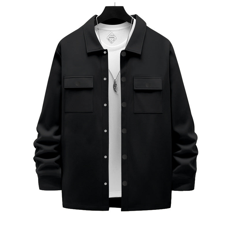 Herren nan arbeitsinspirierte Hemdjacke mit Druckknopfleiste, aufgesetzten Brusttaschen und kastiger Passform R&B