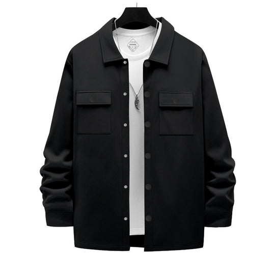 Herren nan arbeitsinspirierte Hemdjacke mit Druckknopfleiste, aufgesetzten Brusttaschen und kastiger Passform R&B