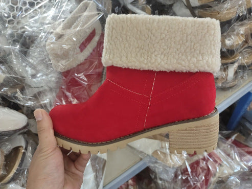 Damen warme Winterstiefel mit kuscheligem Kunstfellrand und robuster Profilsohle R&B