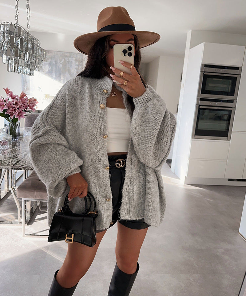 Damen Grobstrickpullover mit voluminösen Ärmeln und komfortablem Schnitt R&B