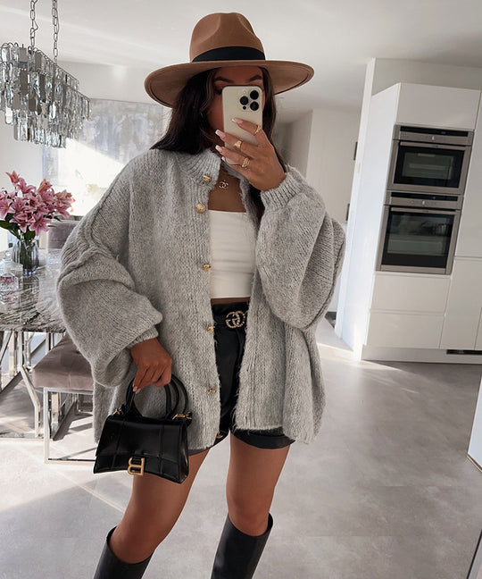 Damen Grobstrickpullover mit voluminösen Ärmeln und komfortablem Schnitt R&B