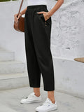 Damen Schnittige Chino-Hose mit elastischem Bund und dekorativen Knopfdetails R&B
