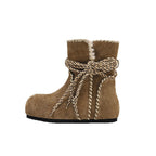 Damen Warme Fleece-Boots mit gefüttertem Innenfutter und dekorativen Schnürsenkeln R&B