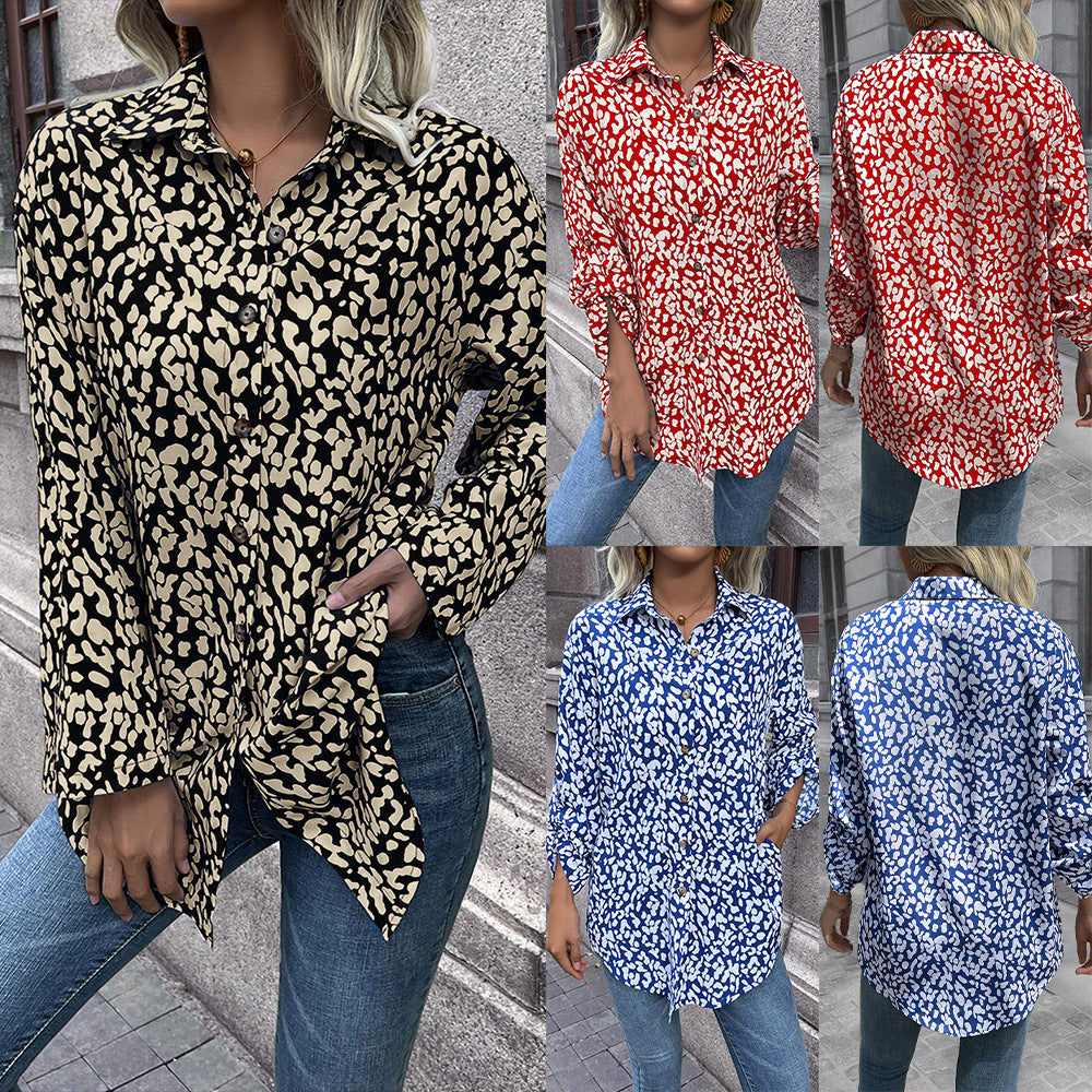 Damen luftiges Blusenshirt mit Animal-Print und bequemen Schnitt R&B