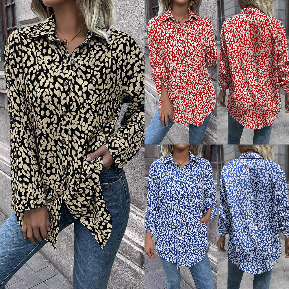 Damen luftiges Blusenshirt mit Animal-Print und bequemen Schnitt