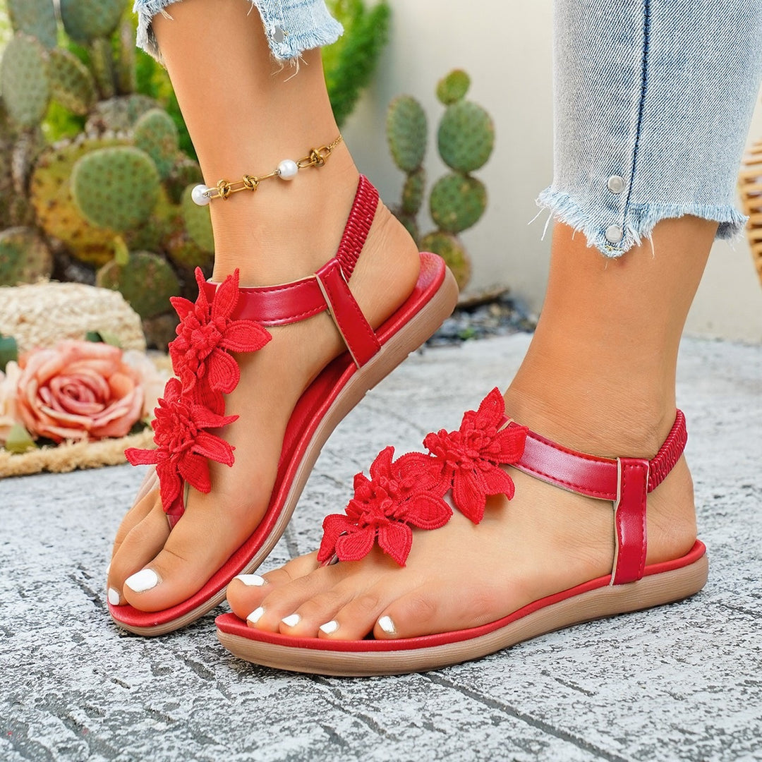 Damen Riemchen-Sandalen mit floralen Applikationen R&B