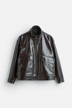 Damen Kunstlederjacke mit luxuriösen großen Taschen