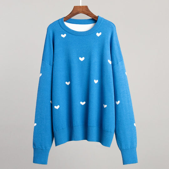 Damen Lässiger Pullover mit Herz-Muster R&B