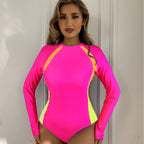 Damen Sportlicher Langarm-Schwimmanzug mit modernem Farbdesign R&B