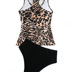 Damen Tankini-Set mit modischem Tiermuster und elastischem Hochbund R&B