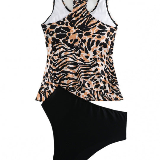 Damen Tankini-Set mit modischem Tiermuster und elastischem Hochbund R&B