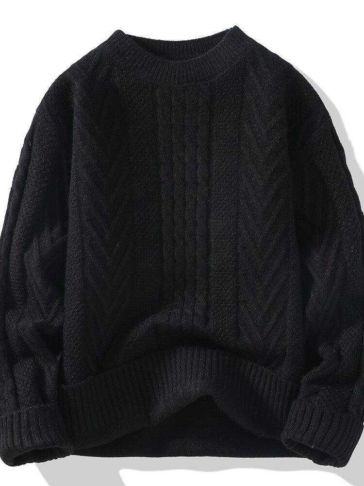 Herren Strickpullover mit modernen Zopf- und Rippstrukturen R&B