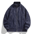 Herren modische Bomberjacke aus weichem Kunstleder mit elastischen Bündchen und praktischen Taschen
