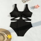 Damen Einteiler Badeanzug mit modischem Cut-Out und asymmetrischem Design R&B