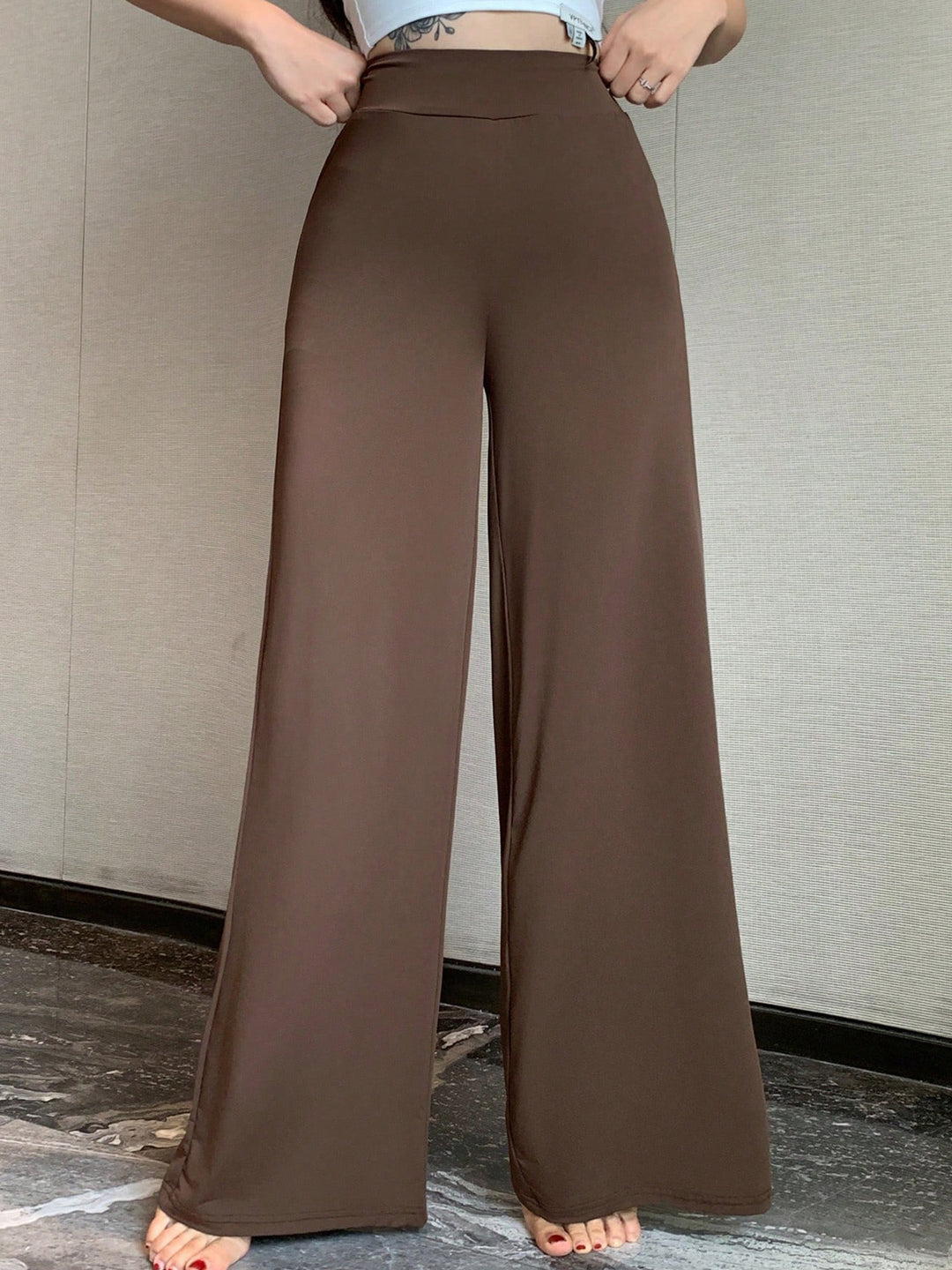 Damen Hochtaillierte Palazzo-Hose R&B