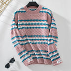 Damen Strickpullover mit strukturiertem Mustermix und bequemem Rundhalsausschnitt