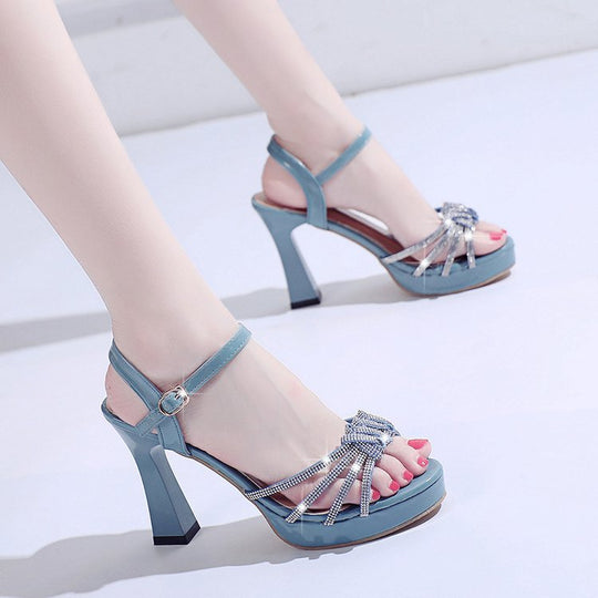 Damen glamouröse High Heels Sandalen mit Strass-Detail R&B