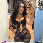 Damen Sexy Spitzenoverall mit tiefem V-Ausschnitt und individuell verstellbaren Trägern R&B