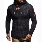 Herren Strickpullover mit Kapuze und hochwertiger Struktur