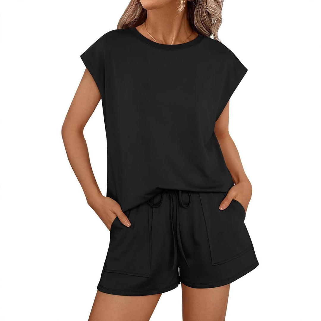 Damen lässiges Zweiteiliges Set mit weitem Oberteil und Shorts R&B