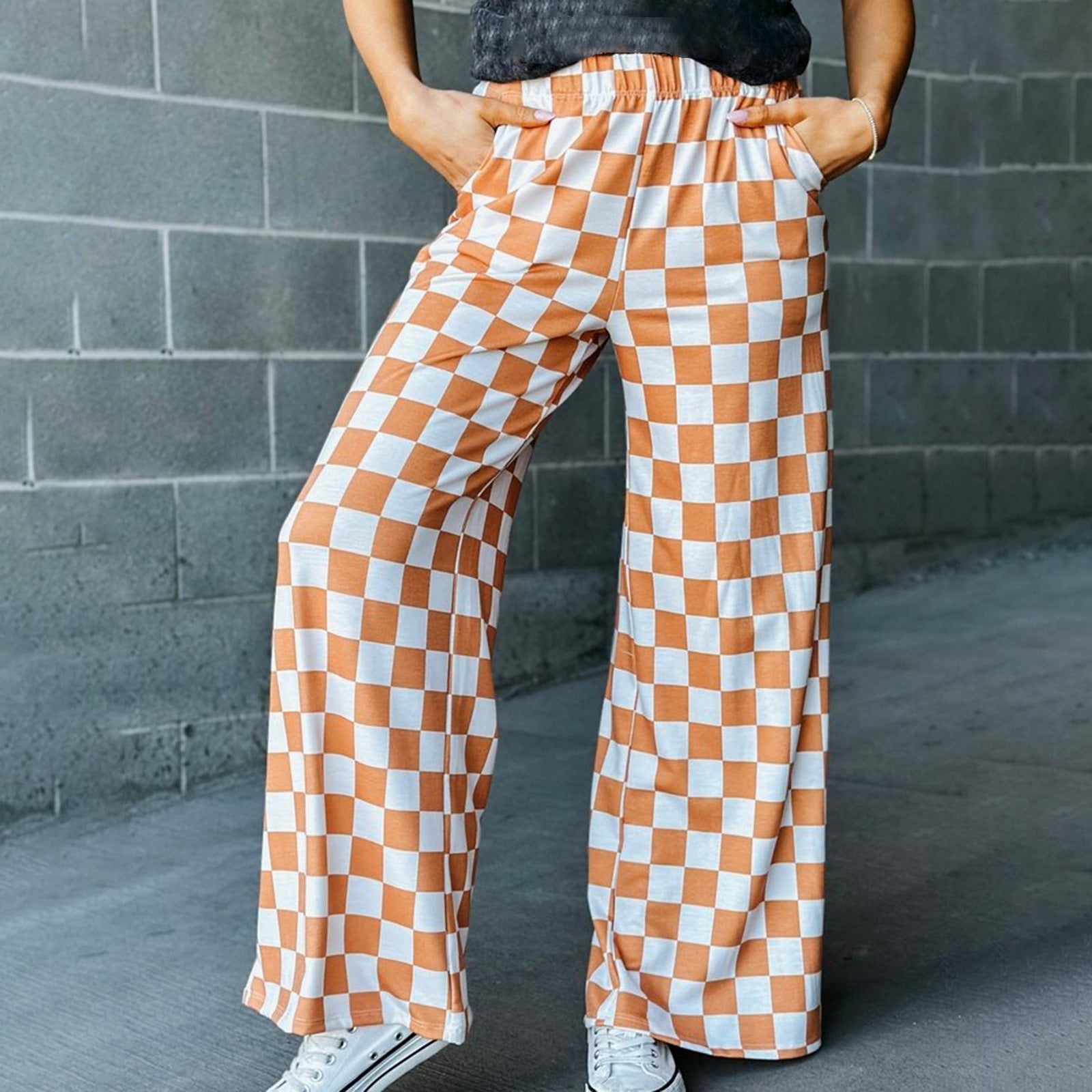 Damen Karierte Palazzohose R&B