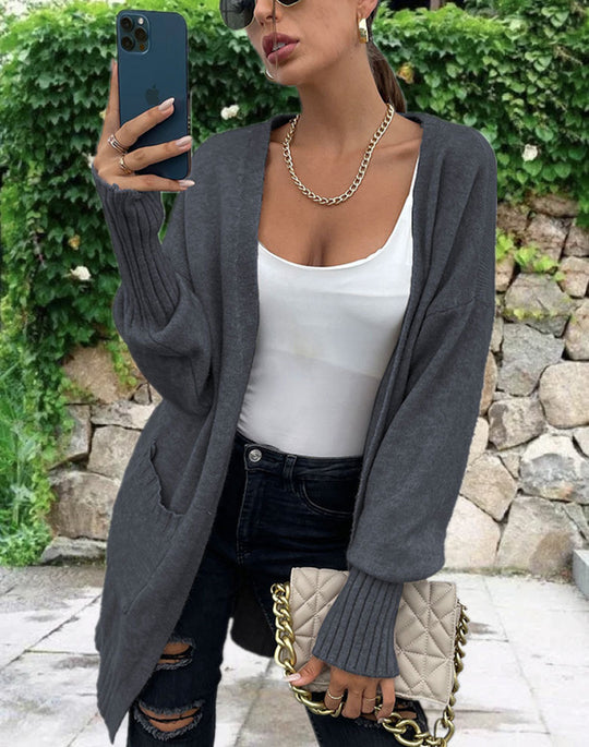 Damen Strickcardigan mit legerem Schnitt und tiefen Taschen R&B