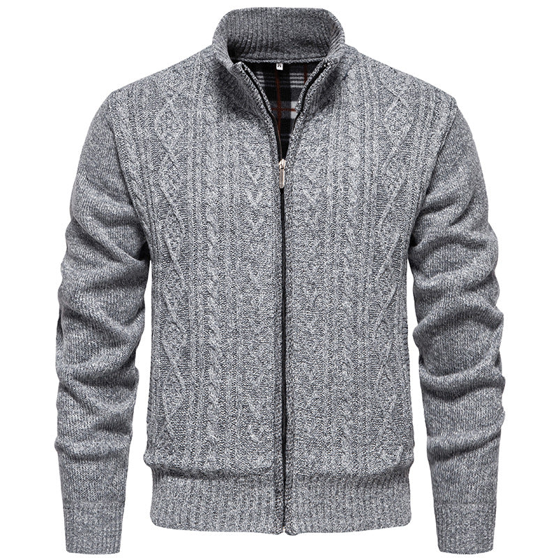Herren Strickjacke mit hohem Kragen und Reißverschluss R&B