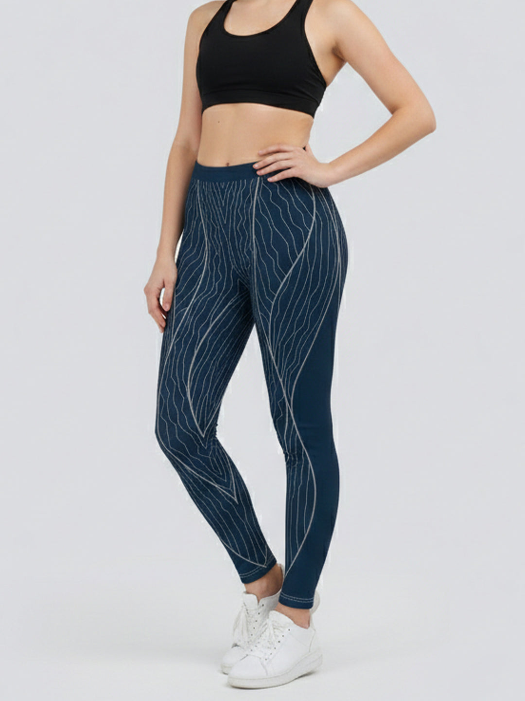 Damen Sportleggings mit stylischem Sternen-Design und hohem Bund R&B