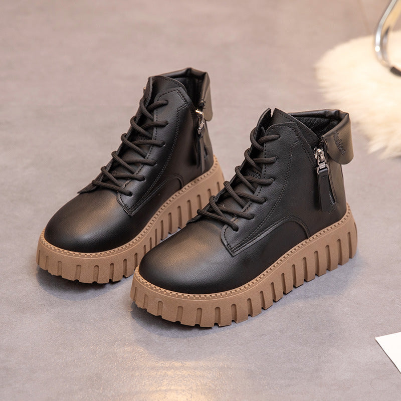 Damen Modische High-Top Stiefeletten mit Reißverschluss und rutschfester Sohle R&B