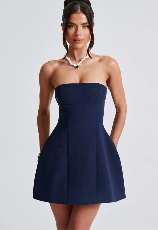 Damen Trägerloses Cocktailkleid im eleganten A-Linien-Schnitt mit versteckten Taschen R&B