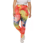Damen farbenfrohe Leggings mit modernem Batikmuster R&B