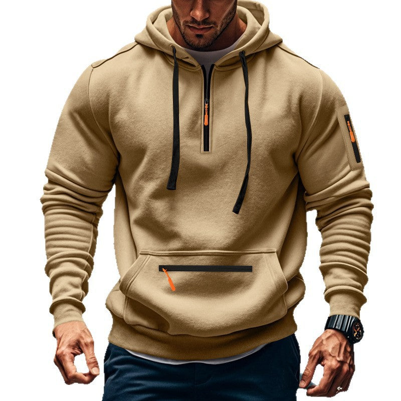 Herren sportlicher Kapuzenpullover mit praktischem Zwei-Wege-Reißverschluss und seitlichen Taschen R&B