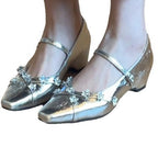 Damen elegante Ballerinas mit glamourösen Schmuckdetails R&B