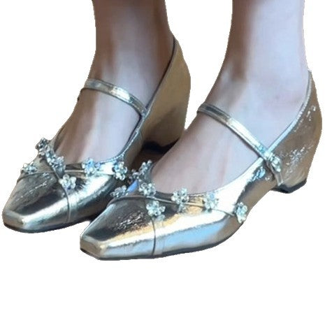 Damen elegante Ballerinas mit glamourösen Schmuckdetails R&B