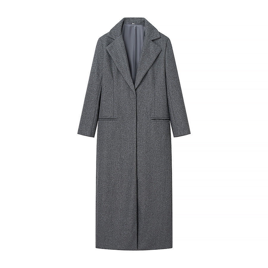 Damen eleganter Wintermantel mit hochschließendem Kragen und praktischen Taschen R&B