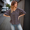 Damen Bluse mit Rüschen und floralem Muster R&B
