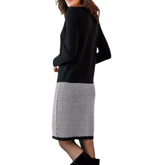 Elegantes Damen Strickkleid mit Chevron-Muster für Alltag & Büro | R&B