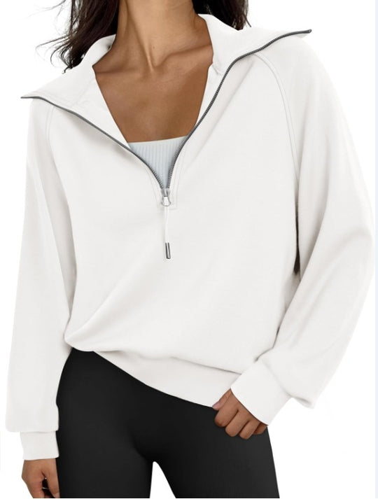 Damen lässiger Sweatpullover mit hohem Kragen und Reißverschluss R&B