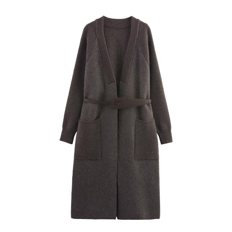 Damen Strickmantel mit eleganter Taillierung und praktischen Taschen R&B