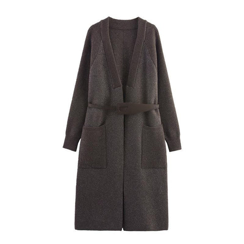Damen Strickmantel mit eleganter Taillierung und praktischen Taschen R&B