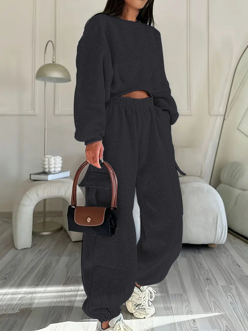 Damen lässiges Set mit Oversized Pullover und weiter Hose R&B