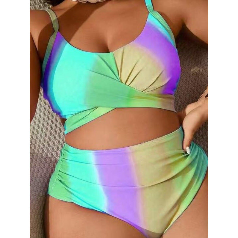 Damen Bikini-Set mit modischer Wickeloptik und hohem Bund R&B
