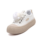Damen Sneakers mit dekorativen Pompons und rutschfester Laufsohle R&B