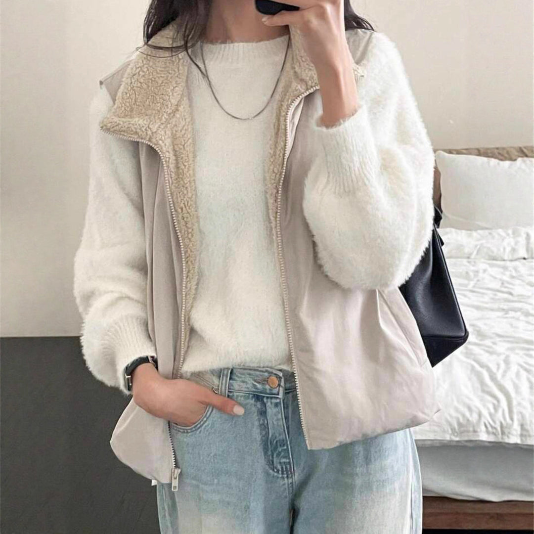 Damen Flauschiger Modischer Pullover mit weitem Schnitt R&B