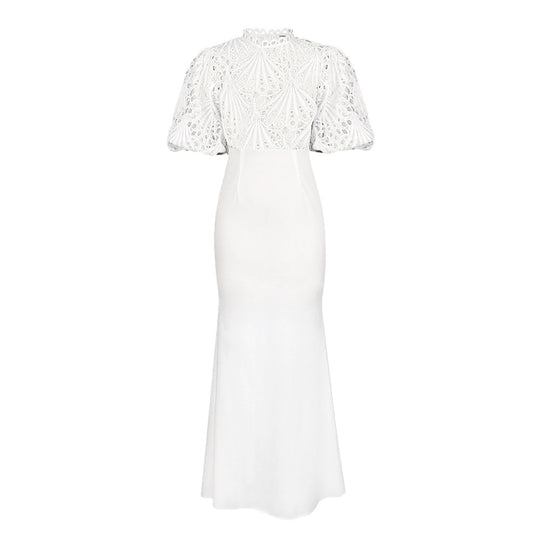 Damen Elegantes Maxikleid mit kreativem Spitzenoberteil und schmalem Schnitt R&B