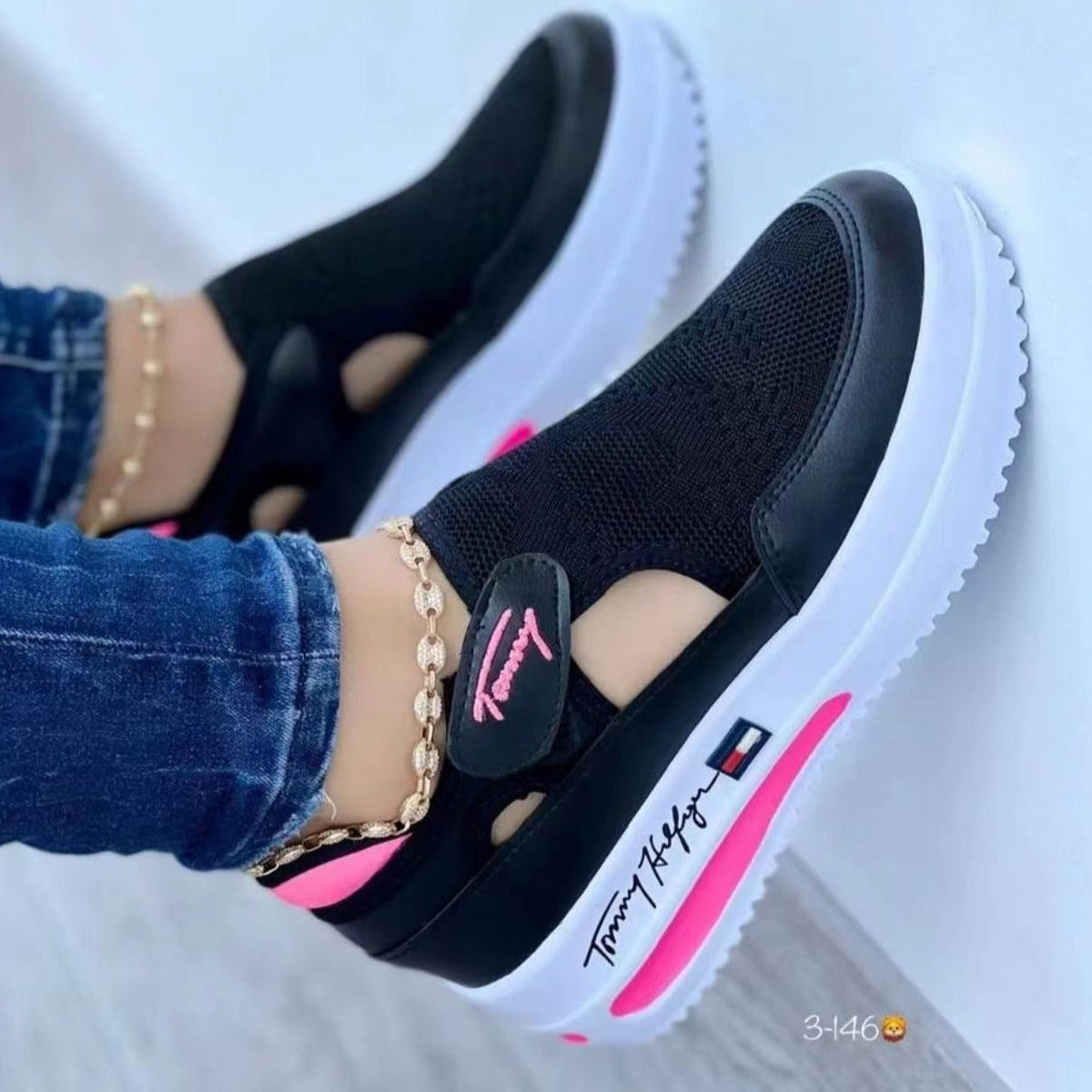 Damen Modische Sneaker mit atmungsaktiver Strick-Oberfläche und rutschfester Sohle R&B