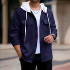 Herren lässige Utility-Jacke mit Kapuze und strukturiertem Muster